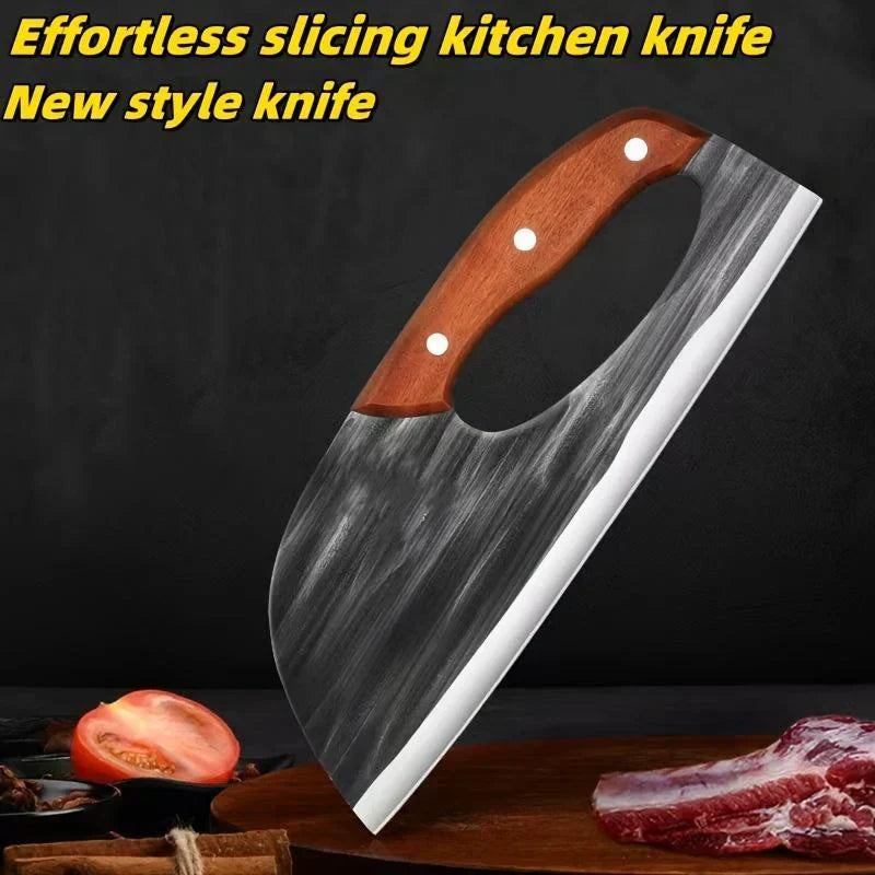 Ergonomic kitchen knife – front-handle design, effortlessly cuts vegetables and meat. A thoughtful gift for home cooks. 🍅🔪