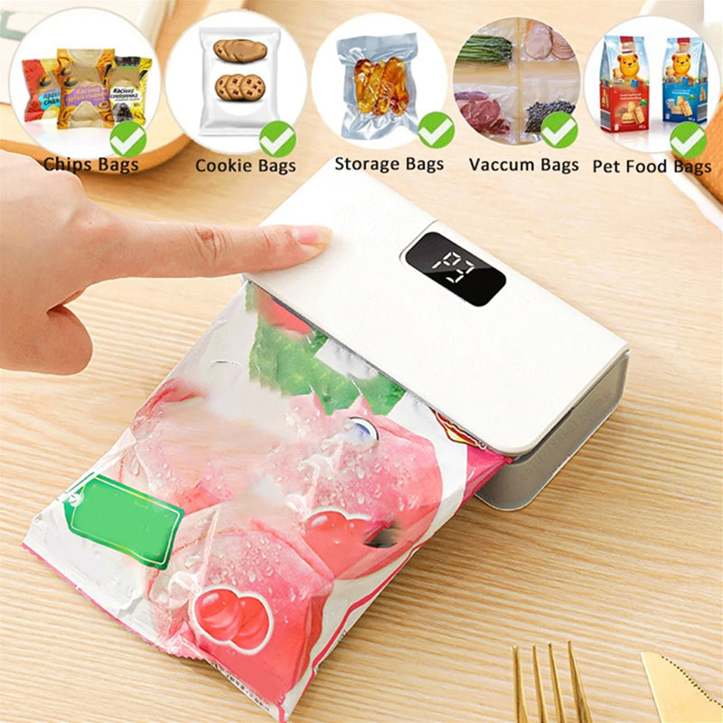 Rechargeable Bag Sealer with USB-C Charging – Adjustable Heat Settings, Magnetic Storage, Keeps Food Fresh Longer