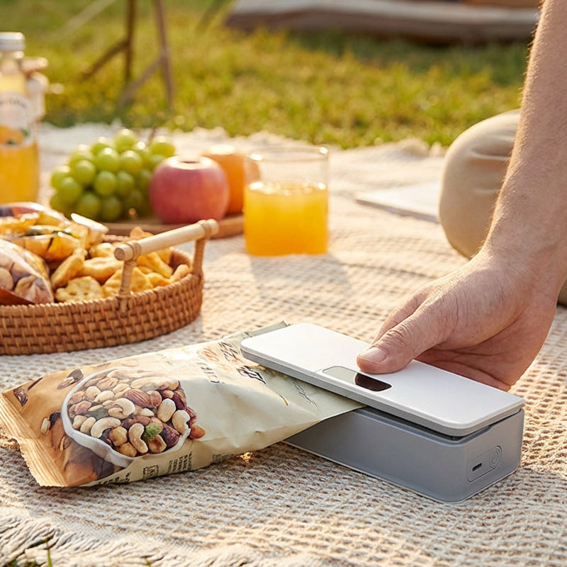 Rechargeable Bag Sealer with USB-C Charging – Adjustable Heat Settings, Magnetic Storage, Keeps Food Fresh Longer