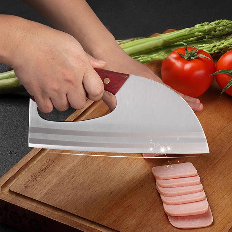 Ergonomic kitchen knife – front-handle design, effortlessly cuts vegetables and meat. A thoughtful gift for home cooks. 🍅🔪