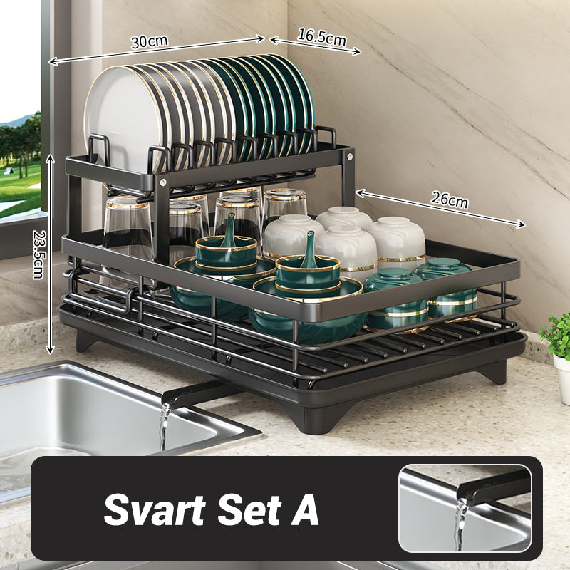 Two-tier dish rack for the kitche
