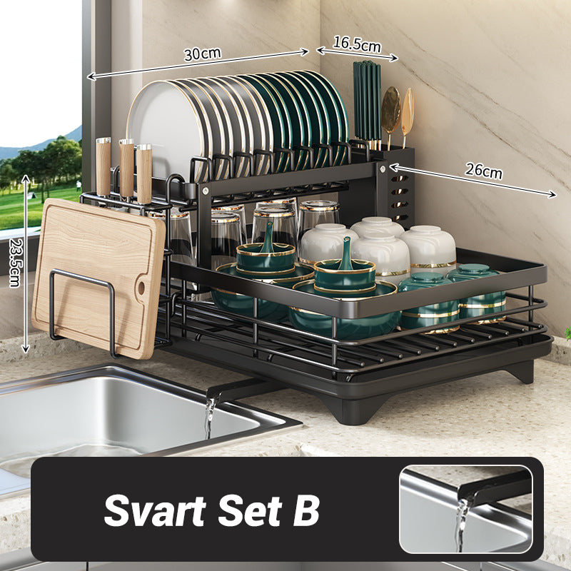 Two-tier dish rack for the kitche