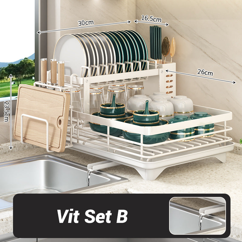 Two-tier dish rack for the kitche