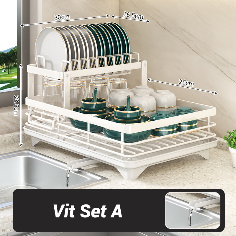 Two-tier dish rack for the kitche